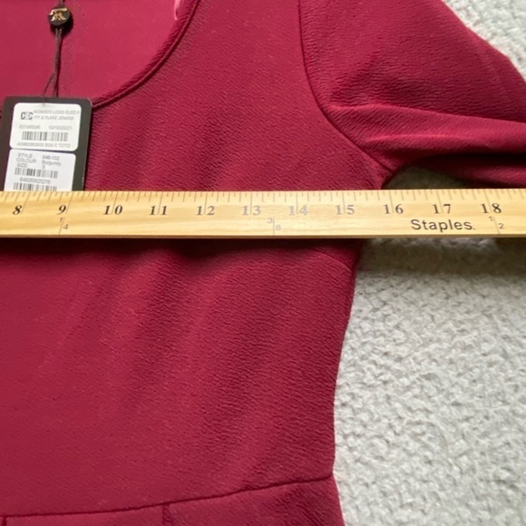 White Mark Dress Women Small Red Pleated Long Sleeve Pullover Burgundy - Picture 7 of 12